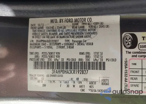 2012 Ford Fusion Se z USA, uszkodzony, nr VIN 3FAHP0HA3CR192827